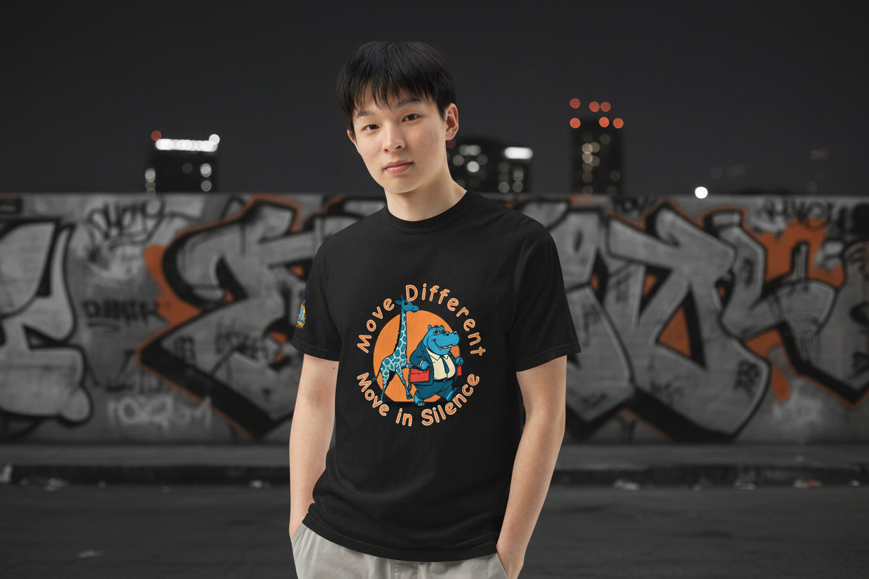 HippoGira Unisex Move different Move silence  heavyweight t-shirt