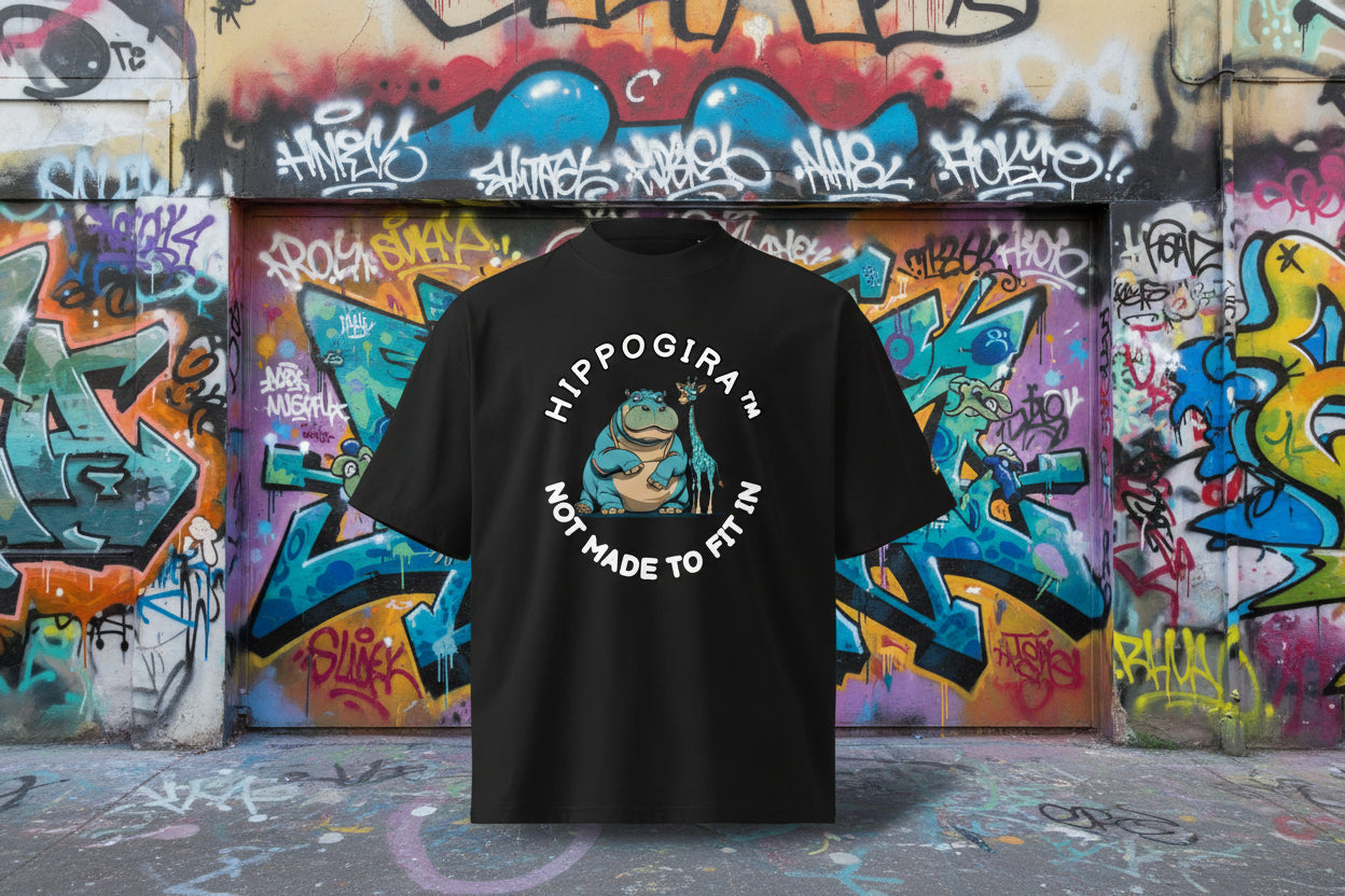 HippoGira organic NOT MADE TO FIT IN oversized heavyweight T-shirt