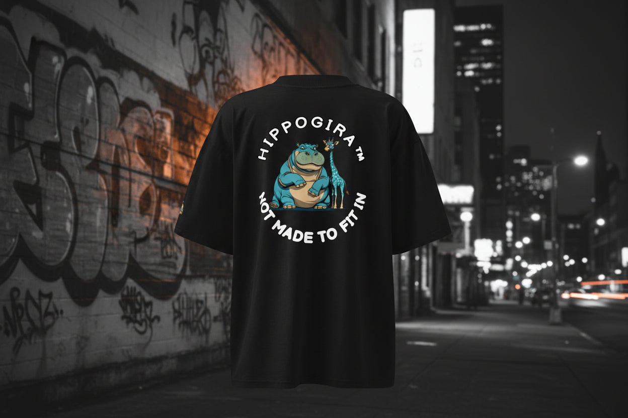 HippoGira organic NOT MADE TO FIT IN oversized heavyweight T-shirt