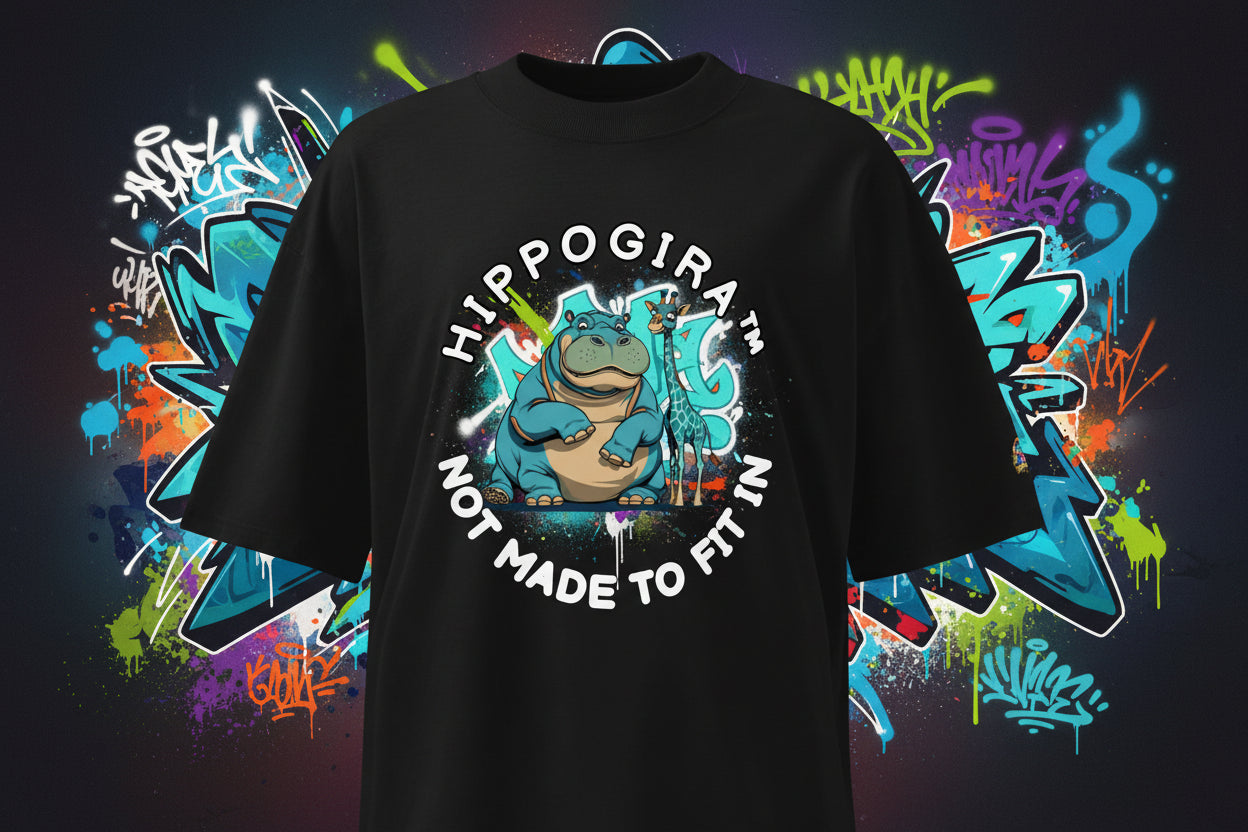 HippoGira organic NOT MADE TO FIT IN oversized heavyweight T-shirt